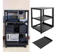 Vibeo Racks pour Ordinateur et Serveur Baie Serveur Réglable à Châssis Ouvert avec roulettes, Bourse Réseau 10, 12, 15, 18 ou 20U avec Étagères, Armoire Mobile pour Équipements(12U,1 Tier)