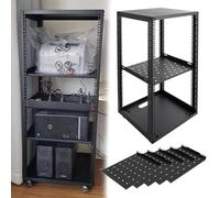 Vibeo Racks pour Ordinateur et Serveur Baie Serveur Réglable à Châssis Ouvert avec roulettes, Bourse Réseau 10, 12, 15, 18 ou 20U avec Étagères, Armoire Mobile pour Équipements(20U,5 Tier)