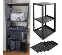Vibeo Racks pour Ordinateur et Serveur Baie Serveur Réglable à Châssis Ouvert avec roulettes, Bourse Réseau 10, 12, 15, 18 ou 20U avec Étagères, Armoire Mobile pour Équipements(20U,4 Tier)