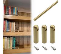 Vibeo Rail de Protection D'éTagèRe Ensemble de Barrière de Sécurité pour Étagères en Bois, Barre de Rail en Laiton Massif, Barrière Anti-basculement Décorative Minimaliste(Style B,40cm/15.7in)