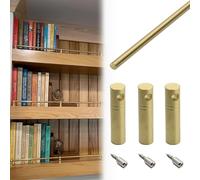 Vibeo Rail de Protection D'éTagèRe Ensemble de Barrière de Sécurité pour Étagères en Bois, Barre de Rail en Laiton Massif, Barrière Anti-basculement Décorative Minimaliste(Style A,50cm/19.7in)