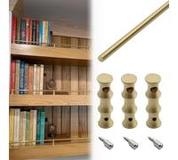Vibeo Rail de Protection D'éTagèRe Ensemble de Barrière de Sécurité pour Étagères en Bois, Barre de Rail en Laiton Massif, Barrière Anti-basculement Décorative Minimaliste(Style C,78cm/30.7in)