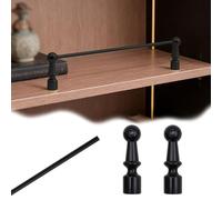 Vibeo Rail de Protection D'éTagèRe Garde-Corps Long pour Étagère D'armoire, Ensemble Rails Basculants en Aluminium avec 2 Barreaux, Barre Protection Décorative 20 30 50 60 80 90 cm(Black,24in/61cm)