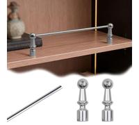 Vibeo Rail de Protection D'éTagèRe Garde-Corps Long pour Étagère D'armoire, Ensemble Rails Basculants en Aluminium avec 2 Barreaux, Barre Protection Décorative 20 30 50 60 80 90 cm(Silver,8in/20cm)