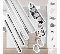 Vibeo Rail Porte Coulissante Kit de Rail Coulissant Invisible pour Porte, Ferrure de Rail sans Rail à Fermeture Progressive, avec 4 Galets, Rail Dissimulé pour Porte de Grange(66in(168cm))