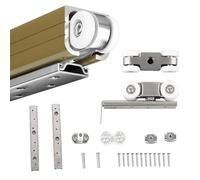 Vibeo Rail Porte Coulissante Kit de Rail pour Porte Coulissante avec 4 roulettes, Quincaillerie Coulissante à Galets de 3 mm D'épaisseur, Rail de Porte de Placard Renforcé(63in/160cm)