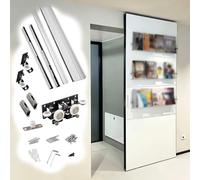 Vibeo Rail Porte Coulissante Rail Coulissant Invisible avec Fermeture Amortie, Kit de Quincaillerie Dissimulée pour Porte de Placard, Rail en Aluminium pour Porte à 2 Galets(3ft/90cm)