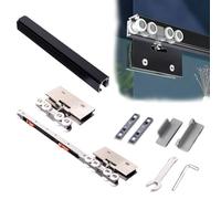 Vibeo Rail Porte Coulissante Rail de Guidage à Fermeture Amortie pour Porte de Douche en Verre, Kit Rail Porte Coulissante Escamotable, Ensemble de Rails pour Porte de Placard(Black,89in/225cm)