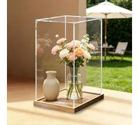 Vibeo Vitrine Acrylique Vitrine Transparente avec Socle Effet Bois, Boîte en Acrylique à Assembler Hauteurs de 10, 20, 40, 60 et 75 cm, Vitrine de Comptoir pour Figurines(10x10x30cm/4x4x12in)