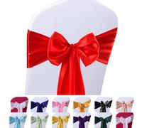 Vibera Lot de 50 rubans de chaise en satin rouge pour décorations de mariage et de fête (17,8 x 274,3 cm)