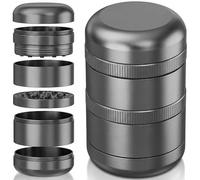 Viberium Grinder Metal Pro 60 mm - Accessoire Herbe, Effriteuse, Spice Grinder Discret, Petit Grinders, 4 pièces, Gros XXL Original Herb Crusher, Moulin a Epices Manuel, Herbes Kit, Gris