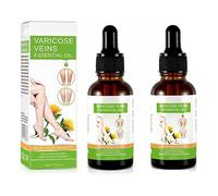 Vibeskin Lot de 2 ampoules d'huile essentielle pour enlever les varices et les gonflements, traitement des varices pour les jambes, réduit la lourdeur