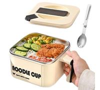 Vibhgtf Bol de nouilles instantanées - Rapide et imperméable avec cuillère à manche, bol pour nouilles et pâtes au micro-ondes - Pour cuisiner des soupes pour adultes et adolescents dans la cuisine ou