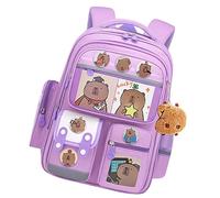 Vibhgtf Cartable de voyage, sac Capybara | Adorable sac à dos de dessin animé - Sac à dos étanche avec cartes, badges, breloque de sac, grand sac de voyage pour vacances, anniversaire