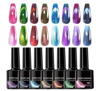 Vibhgtf Émail magnétique en gel magnétique avec 8 pièces de gel magnétique Glitz Vibhgtf - Émail magnétique avec 8 paillettes - Finition brillante intense pour la cérémonie quotidienne