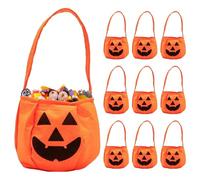 Vibhgtf Sacs à Sandwich d'halloween pour, Sacs de friandises de triche traite - 10 Sacs réutilisables pour Panier à collations pour triche Affaire | Sac de mendicité avec Visage de