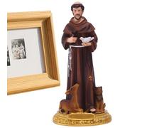 Vibhgtf Statue de Saint François d'Assise - Statue de Table en Résine avec Colombe et Croix - Statue de Table Inspiration Prière Collection Renaissance Décoration de la Maison Cadeau Pieux