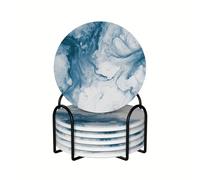 Vibiliyou Dessous de verre bleu clair avec support comme cadeau pour boissons et protection de table, idéal pour une pendaison de crémaillère, une cuisine et un bar