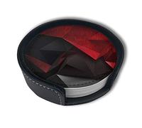 Vibiliyou Lot de 6 dessous de verre ronds en céramique avec un support, avec un fond abstrait rouge et noir, parfaits pour les boissons, les dessous de verre servent de cadeaux amusants et sous-tasses