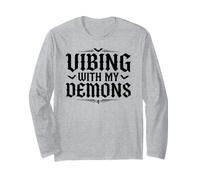 Vibing with My Demons Gothic Halloween Goth Manche Longue