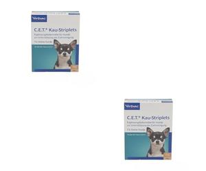 Vibrac C.E.T. Kaustriplets pour Petits Chiens de Moins de 10 kg | Pack Double | 2 x 200 g | Aliment complémentaire pour la prophylaxie Dentaire | pour prévenir la Plaque Dentaire et Le tartre