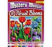 Vibrant Blooms Mystery Mosaics Color by Number: 50 Pixel Art Flower Scenes