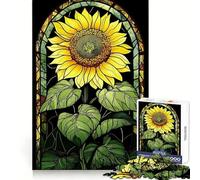 Vibrant Blossom ︰ Puzzle de 1000 pièces Tournesol en vitrail pour Adolescents Souvenirs et Moments de détente Cadeau saisonnier à emboîtement Ferme (50x75cm)