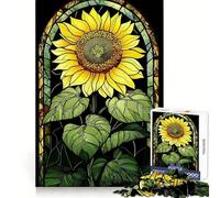 Vibrant Blossom ︰ Puzzle Tournesol en Vitrail 1000 Pièces pour Adolescents Exercice Mental Passe-Temps Apaisant Cadeau de Noël Idéal (38x26cm)