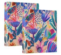 Vibrant Flowers Illustration Lot de 1/2 Classeurs pour cahiers 3,8 cm et 1,27 cm avec poches