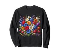 Vibrant Garden Bloom Collage Rouge Bleu Blanc Formes Mania Sweatshirt