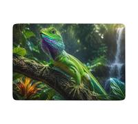 Vibrant Green Lizard in Jungle Tapis 150 x 100 cm, Doux et Antidérapant | Tapis de chambre : améliore l'adhérence sur les sols secs adaptés; avec dos à points PVC antidérapants; pour chambre