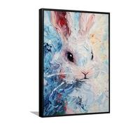 Vibrant lapin impressionniste Toile Art mural Impressions de portraits d’animaux Affiches modernes Peinture Studio Tableaux Impressions d’œuvres d’art Coloré 60x92cm avec cadre noir