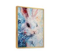 Vibrant lapin impressionniste toile art mural Impressions de portraits d’animaux Affiches modernes Peinture Studio Tableaux Impressions d’œuvres d’art Coloré 80x120cm avec cadre doré