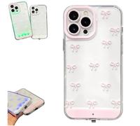 Vibrant LED Bowknot Phone Case,Built-in Colorful Incoming Call Light-Up Phone Cover,Cute Silicone Slim Shockproof Clear Protective Cover for iPhone 17/16/15/14 Plus Pro Max (Pink, for 16)