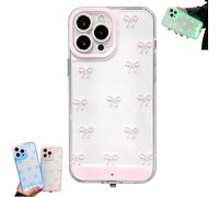 Vibrant LED Bowknot Phone Case, Built-in LED Glowing Phone Cover for Women, Incoming Call LED Flash Light-Up Case for iPhone 11/12/13/14/15/16/17 Pro/Pro Max/Plus (Pink,for iPhone 13 Pro Max)