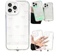 Vibrant LED Bowknot Phone Case for iPhone 11-17 Series, Glow-in-the-Dark Light-Up Case with Color-Changing Lights, Cute Aesthetic Clear Protective Cover for Women Girls (for iPhone12 ProMax,White)