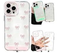Vibrant LED Bowknot Phone Case for iPhone 11-17 Series, Glow-in-the-Dark Light-Up Case with Color-Changing Lights, Cute Aesthetic Clear Protective Cover for Women Girls (for iPhone16 Plus,Pink)
