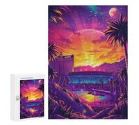 Vibrant Neon Las Vegas Night Scene - Puzzle Décoratif, 300 PCS, Décoration du Nouvel an; pour Les Couples, Amis Et Familles