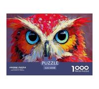 Vibrant Oil Painting Red Owl 1000 Pcs Carton Extra-épais Coffret De Puzzles Dreamlike Colorful Owl Anti-Stress Jeu Créatif Puzzles As Birthday Gifts 52x38cm/1000pcs