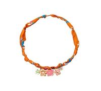 Vibrant Orange écharpe collier avec fleur en acier inoxydable & papillon charme-7-en-1 cheveux Bandana, Bracelet, Boho accessoire pour les femmes