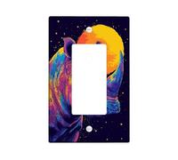 Vibrant Rhino Plaques de protection pour interrupteur de lumière, visage d'animal coloré pour décoration de chambre, plaques murales en thermoplastique, taille standard à bascule simple