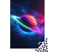 Vibrant Saturn Galaxy -1 Plaque Murale en Métal 38x26cm/1000pcs pour Le Salon, pour Les Passionnés D’aménagement Intérieur