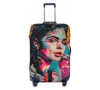 Vibrant Street Art - Housses de bagages de voyage pour portrait - Housses élastiques pour valises de 18 à 32 pouces, Noir, X-large