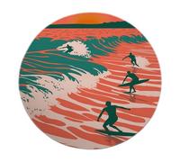 Vibrant Summer Surf Round Rug 60 cm Tapis Ronds de Design Tropical lavables pour l’esthétique de la Chambre à Coucher Tapis antidérapant pour sous la Table Petit canapé