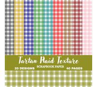 Vibrant Tartan Plaid Scrapbook Paper Collection: Modern Stripe & Check Patterns | 8.5×8.5 Inch Craft Paper Book | 20 Unique Designs | 40 Pages for Scrapbooking, Journaling & DIY Projects