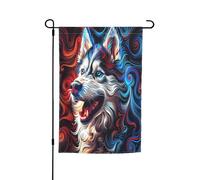 Vibrant Wolf Art (1) Drapeau de jardin décoratif double face pour terrasse extérieure 30 x 45 cm