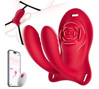 Vibrateur Porté Silicone Doux Étanche 10 Modes Contrôle Remot 2 en 1 Culotte Pour Couples Écarlate Sans Parfum