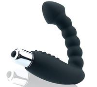 Vibrateur prostatique Fops en silicone - bouchon anal ergonomique avec vibration - longueur totale de 22 cm, flexible et sûr - vibrateur anal pour hommes et couples, noir A11-9