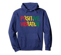 Vibrations Positives Vibes Rasta Reggae Jamaïque Sweat à Capuche, Unisexe pour Adultes, Bleu Marine, M