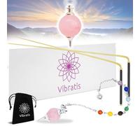 VIBRATIS Baguettes de Sourcier avec Pendule en Quartz Rose 7 Chakras - Kit de Radiesthésie en Cuivre - Précision et Fiabilité pour la Géobiologie, le Paranormal et la Divination - Marque Française